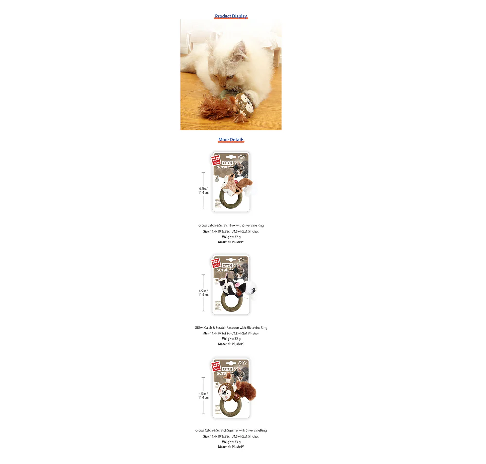 GiGwi Catch and Scratch Eco Line Fox Toy for Cats - Image 6