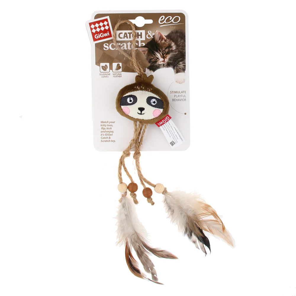 GiGwi Catch and Scratch Eco Line Sloth Toy for Cats - Image 6