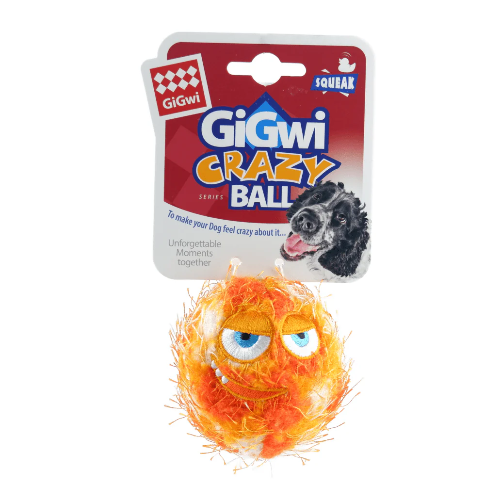 GiGwi Crazy Ball with Foam Rubber Ball and Squeaker Toy for Dogs (Orange) - Image 3