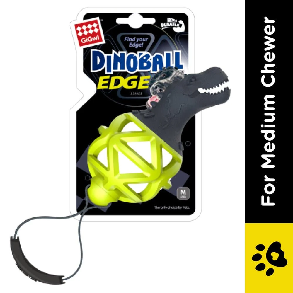 Gigwi Dinoball Edge with Strap Chew Toy for Dogs (Green) - Image 2