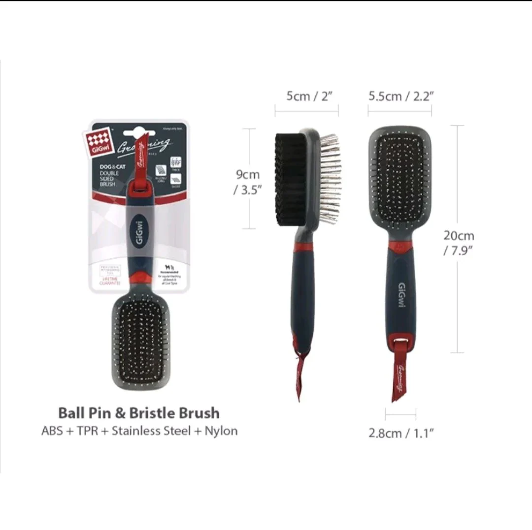 GiGwi Double Sided Brush with Bristles and Pins for Dogs and Cats (Black) - Image 11