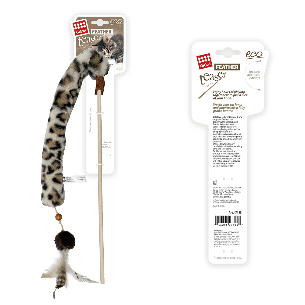 GiGwi Feather Teaser Eco Line Plush Tail Toy for Cats - Image 3