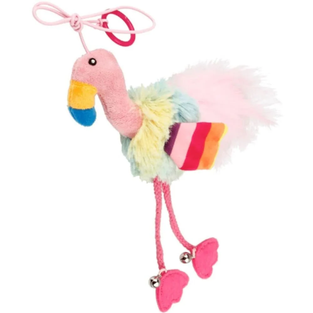 GiGwi Finger Teaser Flamingo with Crinkle Paper Catnip and Bell Inside for Cats (Pink) - Image 2