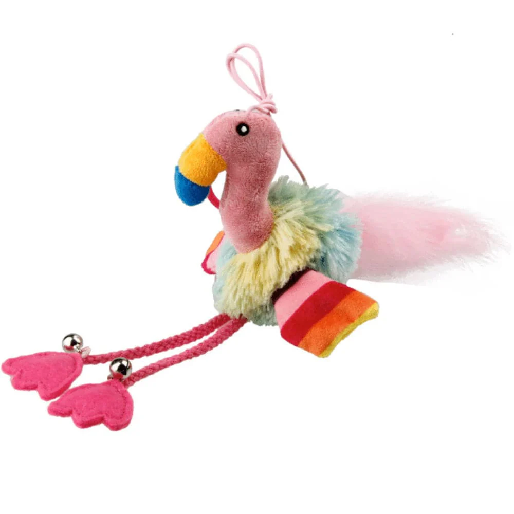 GiGwi Finger Teaser Flamingo with Crinkle Paper Catnip and Bell Inside for Cats (Pink) - Image 4