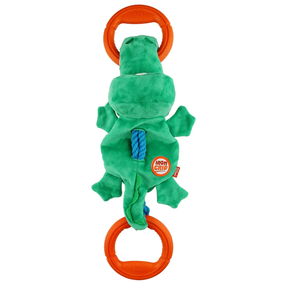 GiGwi Iron Grip Crocodile Plush with TRP Handle Toy for Dogs (Green) - Image 3