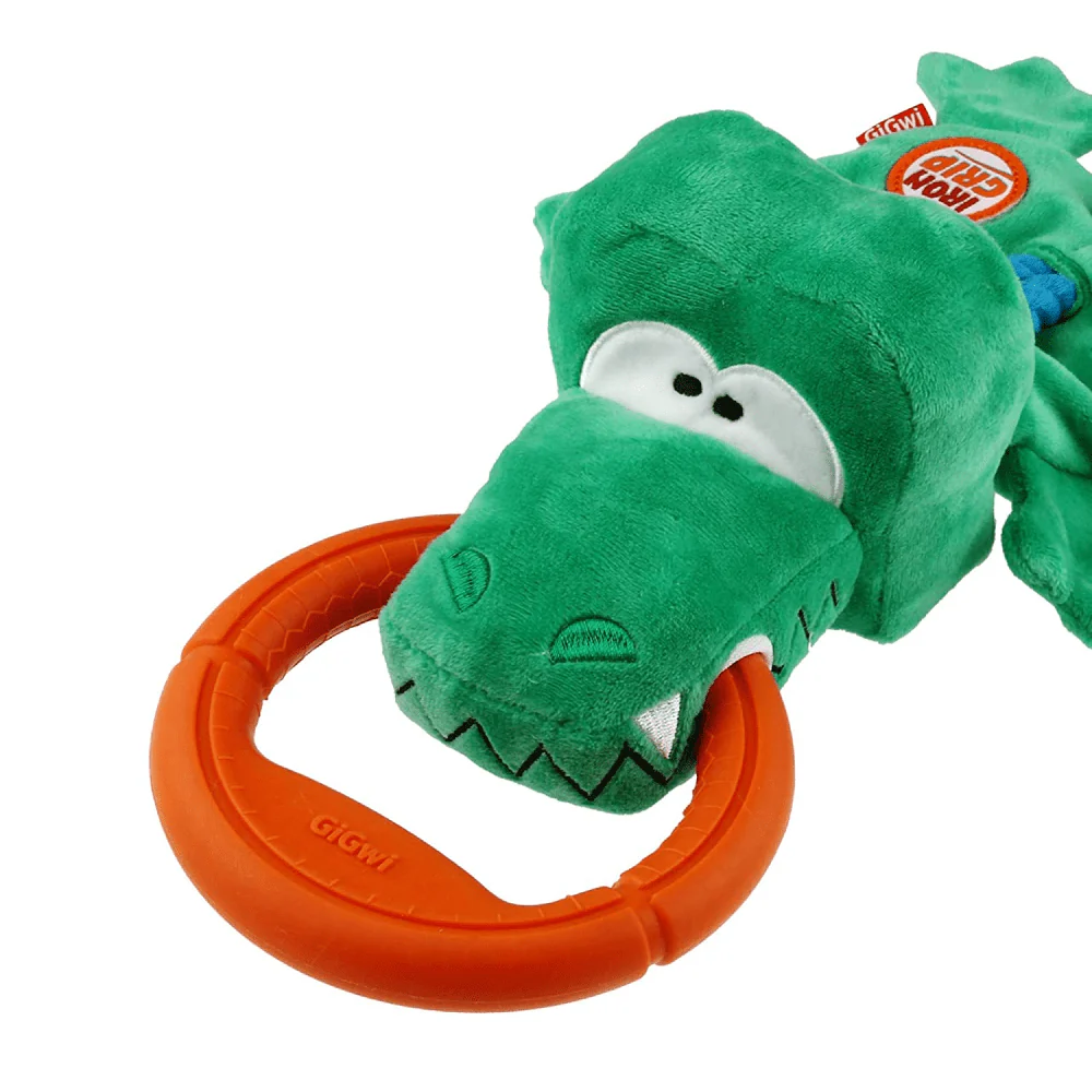 GiGwi Iron Grip Crocodile Plush with TRP Handle Toy for Dogs (Green) - Image 4
