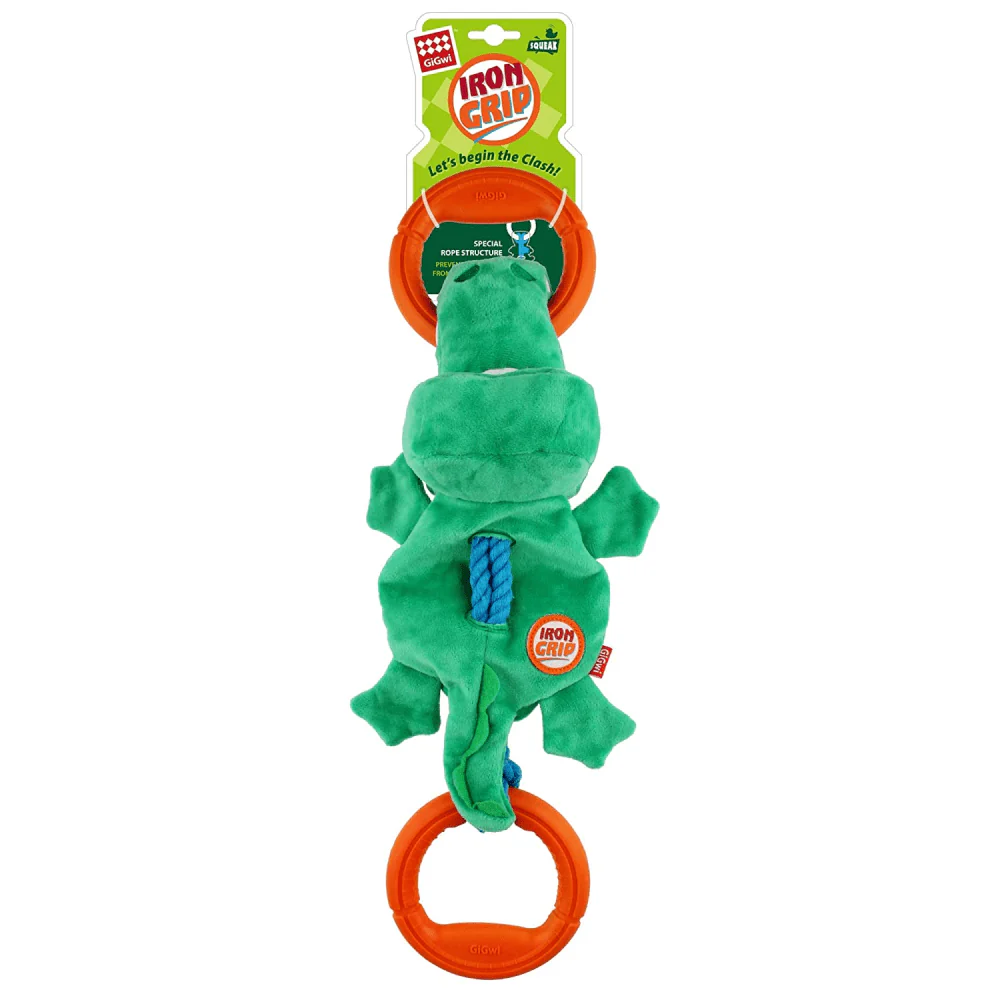 GiGwi Iron Grip Crocodile Plush with TRP Handle Toy for Dogs (Green) - Image 6