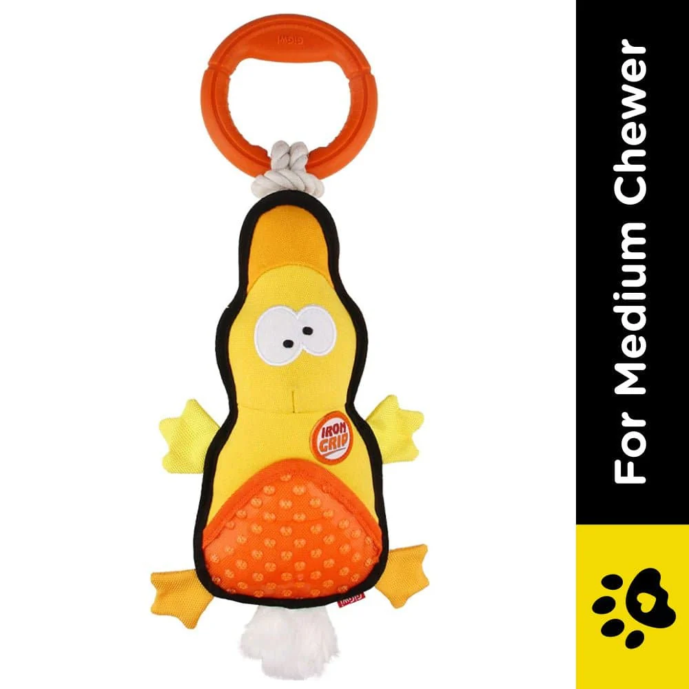 GiGwi Iron Grip Duck Plush with TRP Handle Toy for Dogs (Yellow) - Image 2