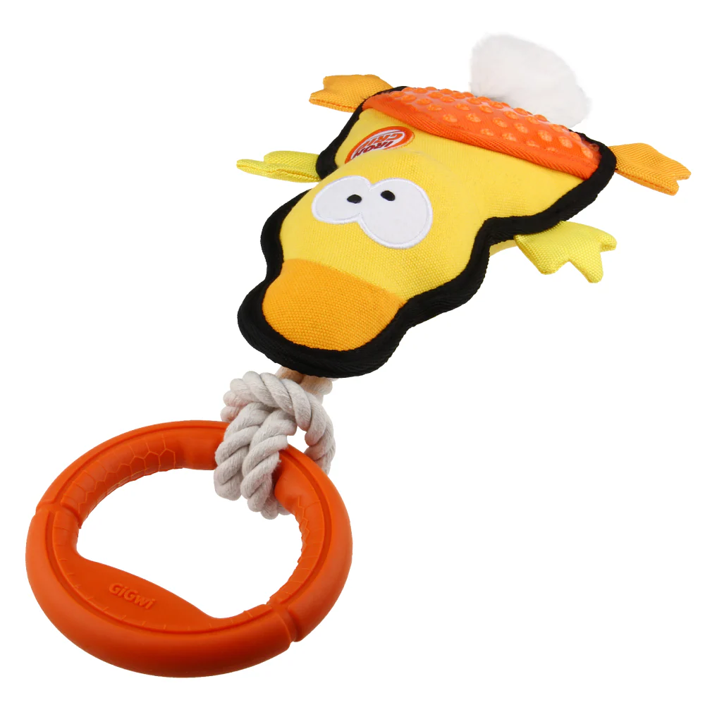 GiGwi Iron Grip Duck Plush with TRP Handle Toy for Dogs (Yellow) - Image 3