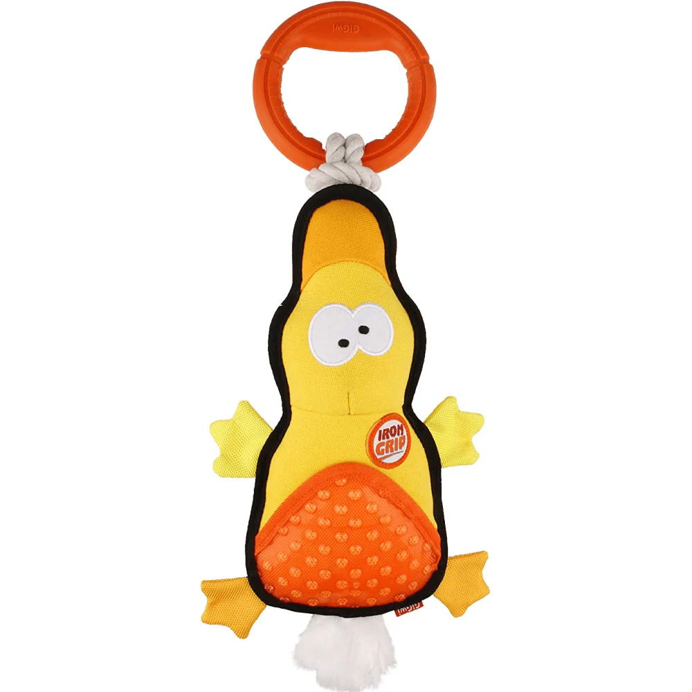 GiGwi Iron Grip Duck Plush with TRP Handle Toy for Dogs (Yellow) - Image 4