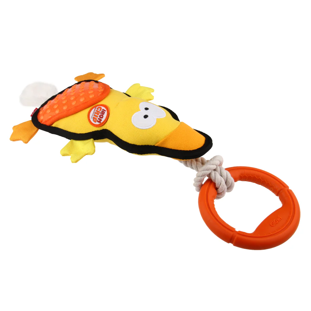 GiGwi Iron Grip Duck Plush with TRP Handle Toy for Dogs (Yellow) - Image 5