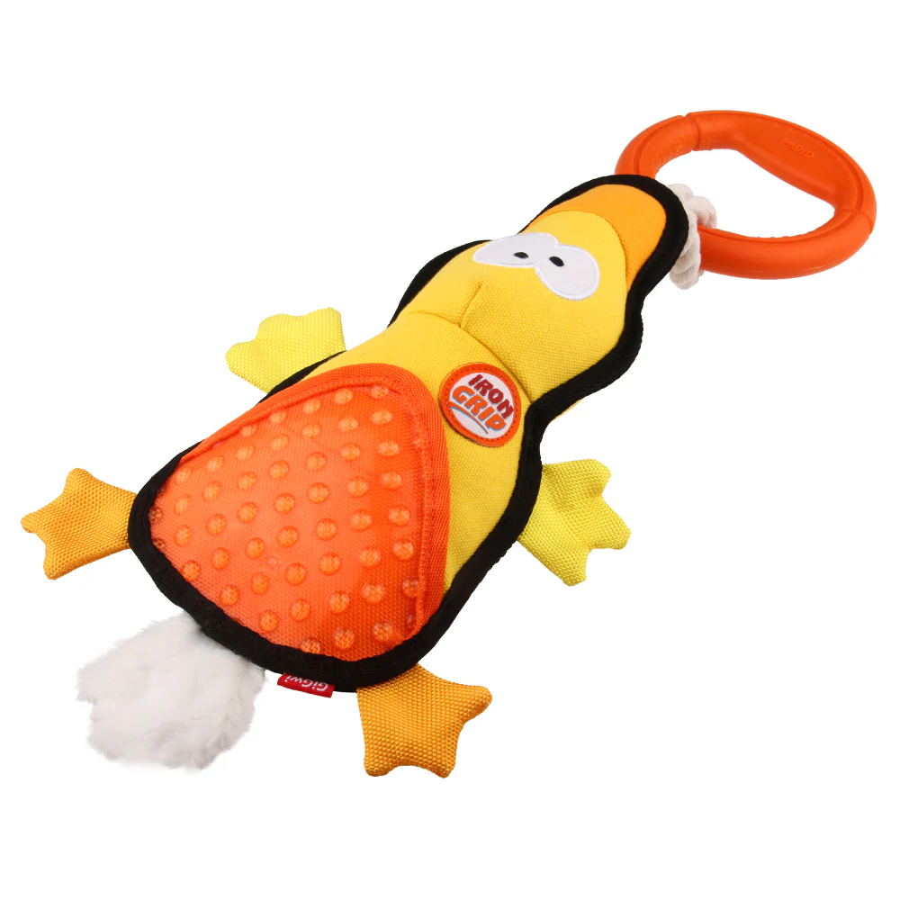 GiGwi Iron Grip Duck Plush with TRP Handle Toy for Dogs (Yellow) - Image 6