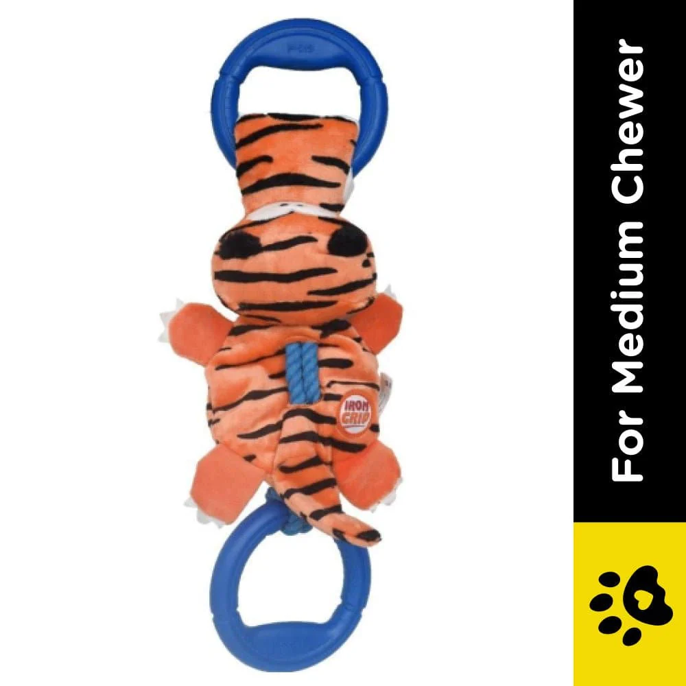 GiGwi Iron Grip Tiger Plush with TRP Handle Toy for Dogs (Orange) - Image 2