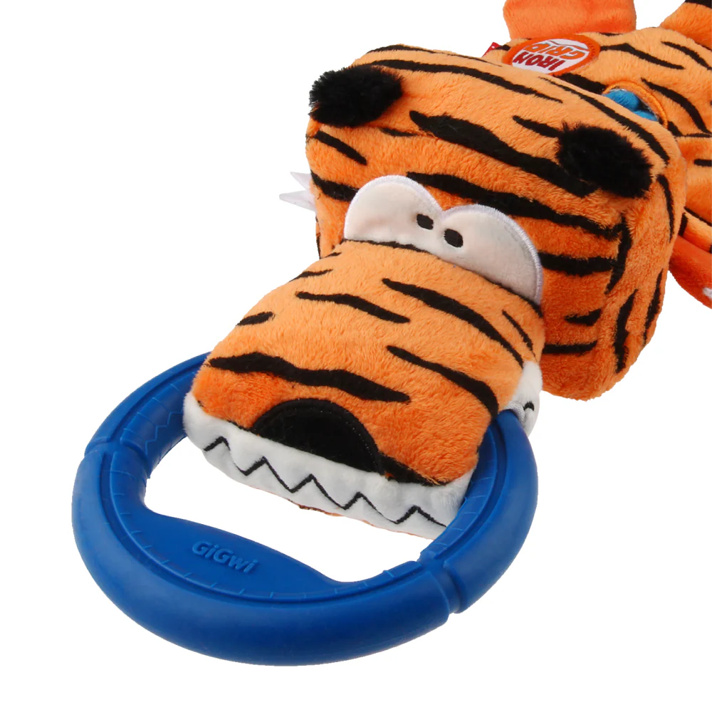 GiGwi Iron Grip Tiger Plush with TRP Handle Toy for Dogs (Orange) - Image 3