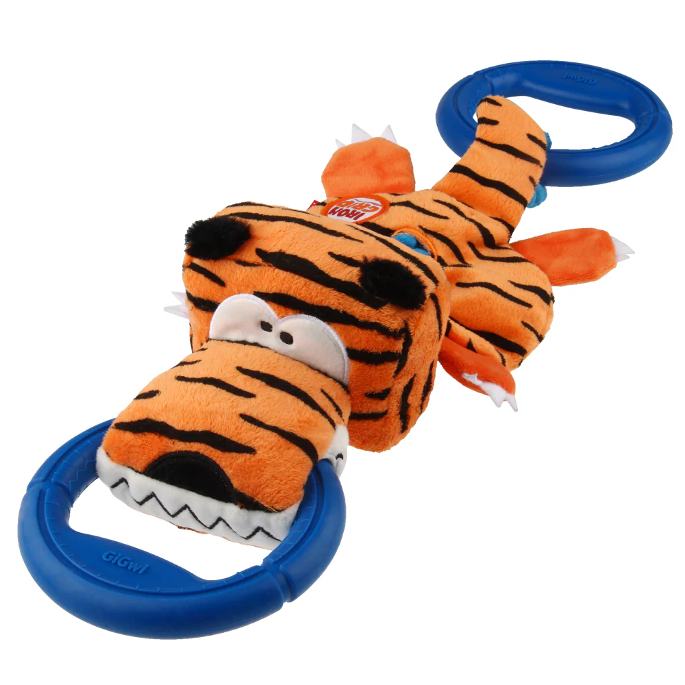 GiGwi Iron Grip Tiger Plush with TRP Handle Toy for Dogs (Orange) - Image 4