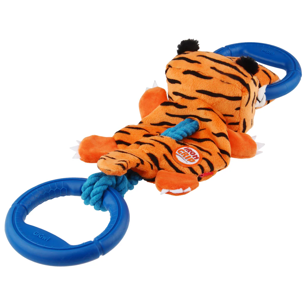 GiGwi Iron Grip Tiger Plush with TRP Handle Toy for Dogs (Orange) - Image 5