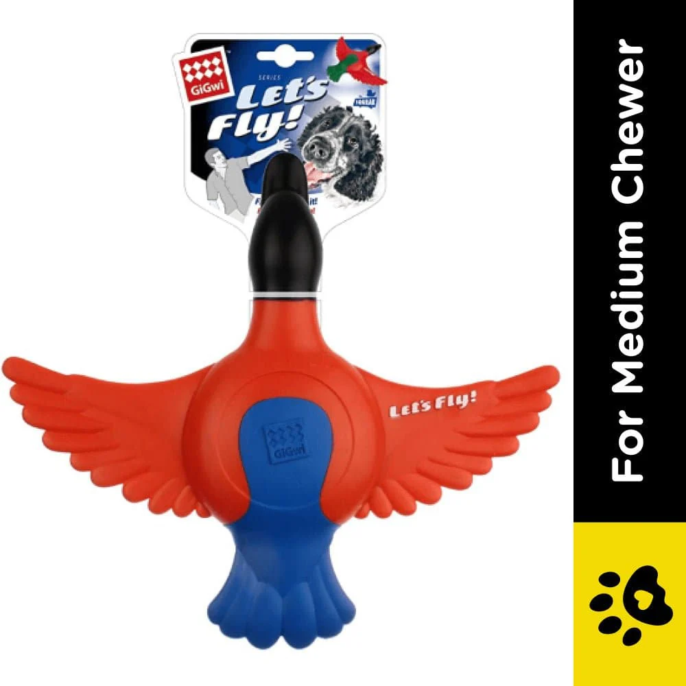 GiGwi Lets Fly Duck Squeaky TPR Toy for Dogs (Orange/Blue) - Image 2