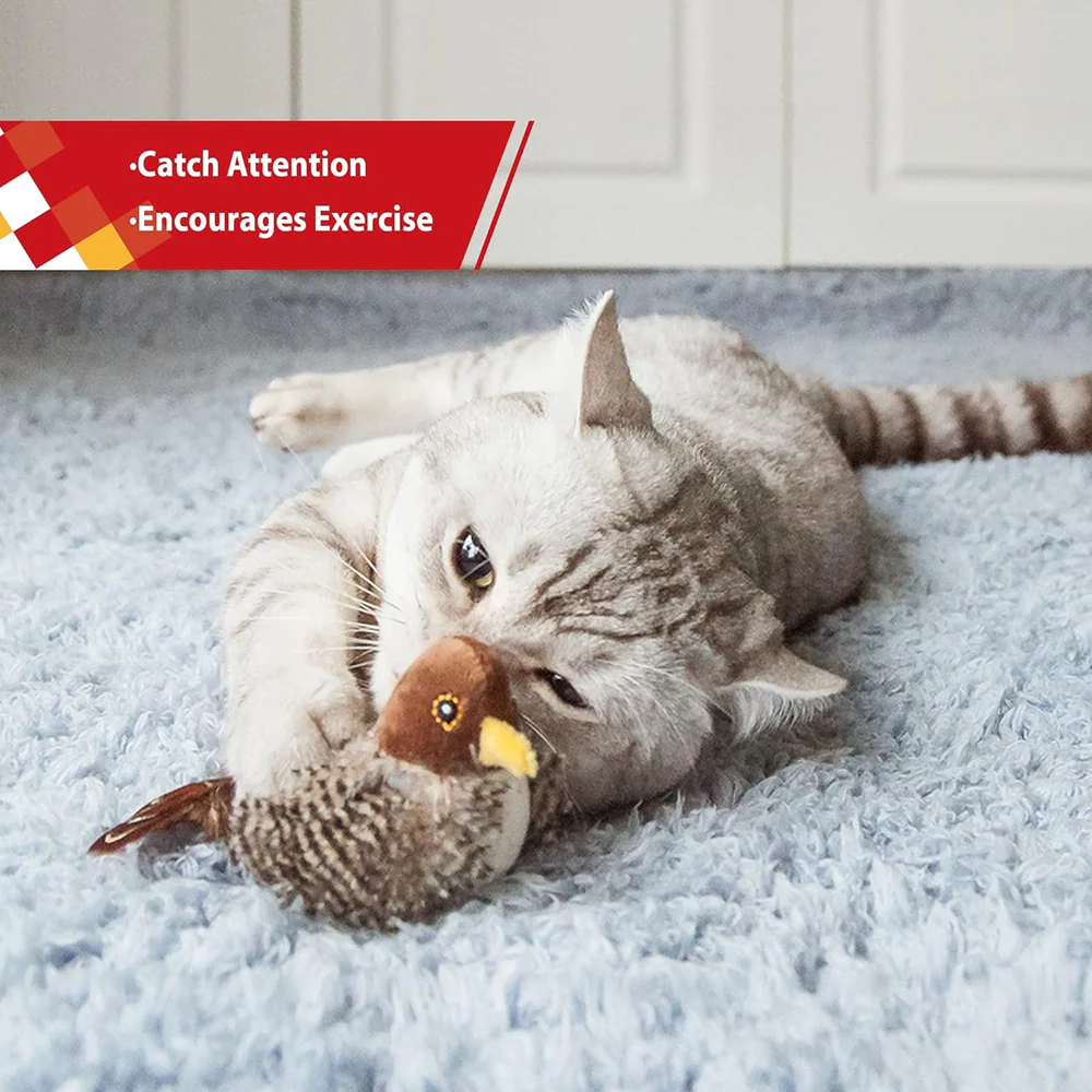 GiGwi Melody Chaser Bird Toy for Cats (Dark Brown) - Image 3