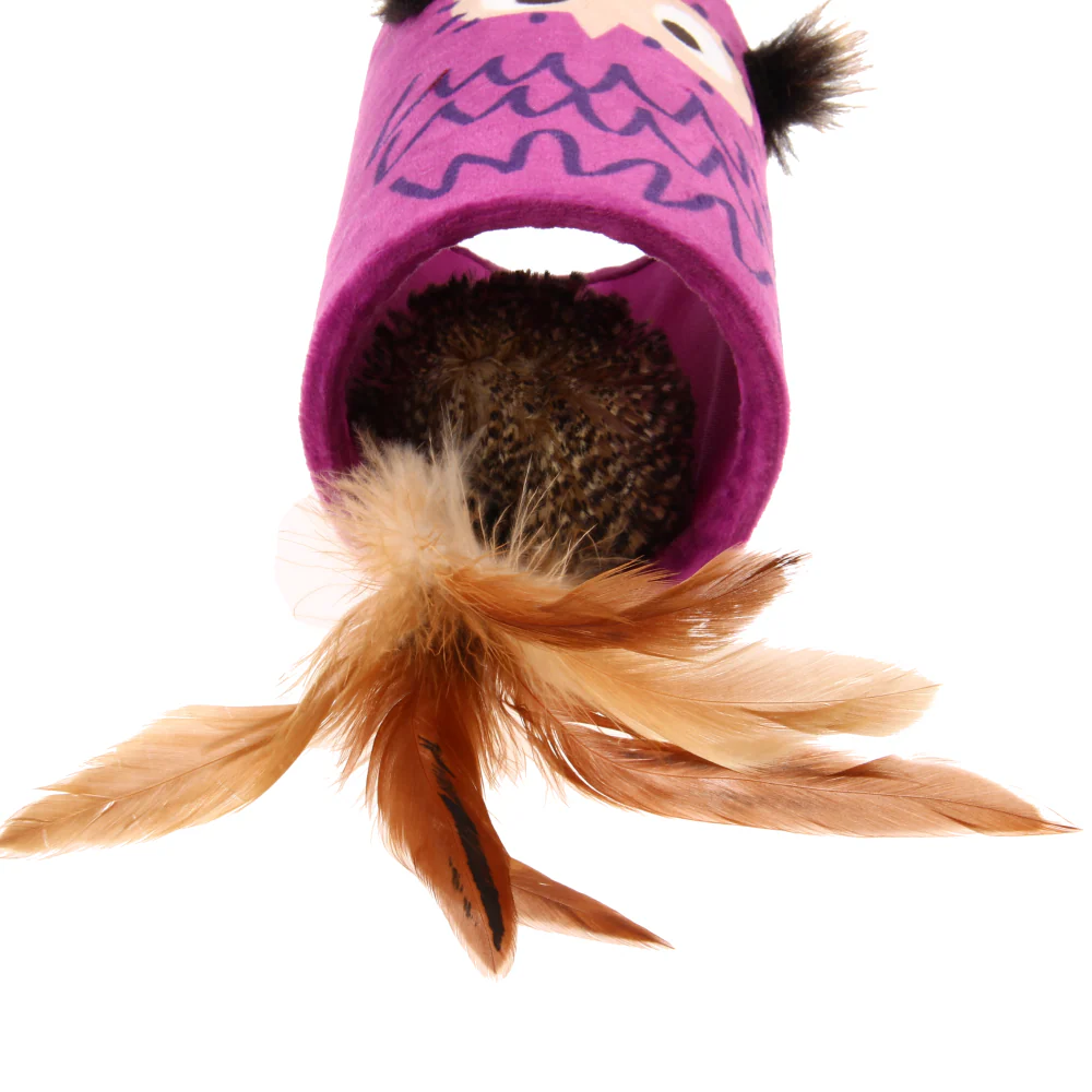 GiGwi Melody Tube Owl Toy for Cats (Violet & Brown) - Image 4