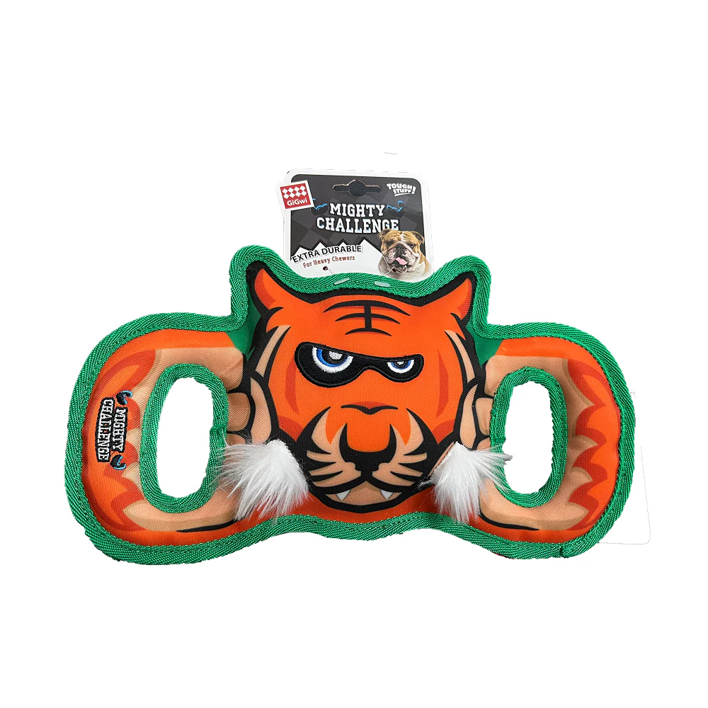 GiGwi Mighty Challenge Tiger Toy for Dogs (Orange/Blue) - Image 5