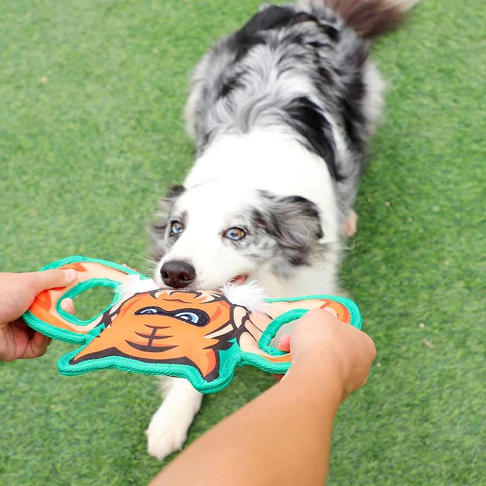 GiGwi Mighty Challenge Tiger Toy for Dogs (Orange/Blue) - Image 7