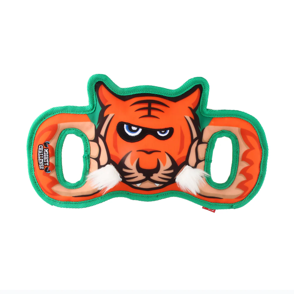 GiGwi Mighty Challenge Tiger Toy for Dogs (Orange/Blue) - Image 9
