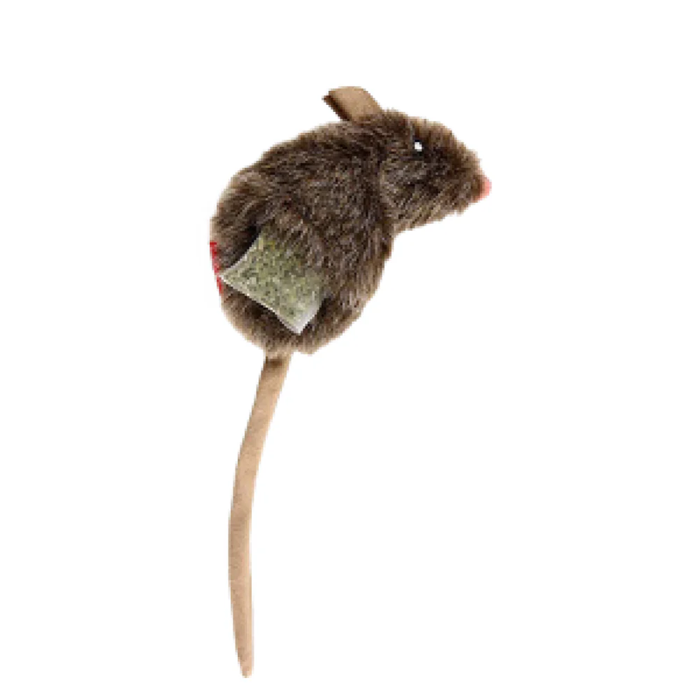 GiGwi Mouse Refillable Catnip with 3 Catnip Teabags in Ziplock Bag Toy for Cats (Brown) - Image 5