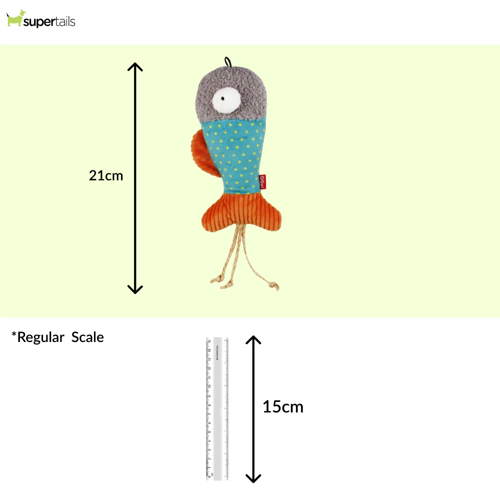 GiGwi Pillow Kicker Fish Toy for Cats (Blue/Grey) - Image 2