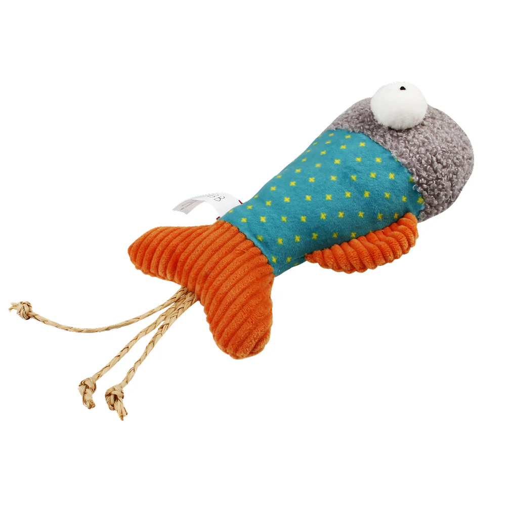 GiGwi Pillow Kicker Fish Toy for Cats (Blue/Grey) - Image 4