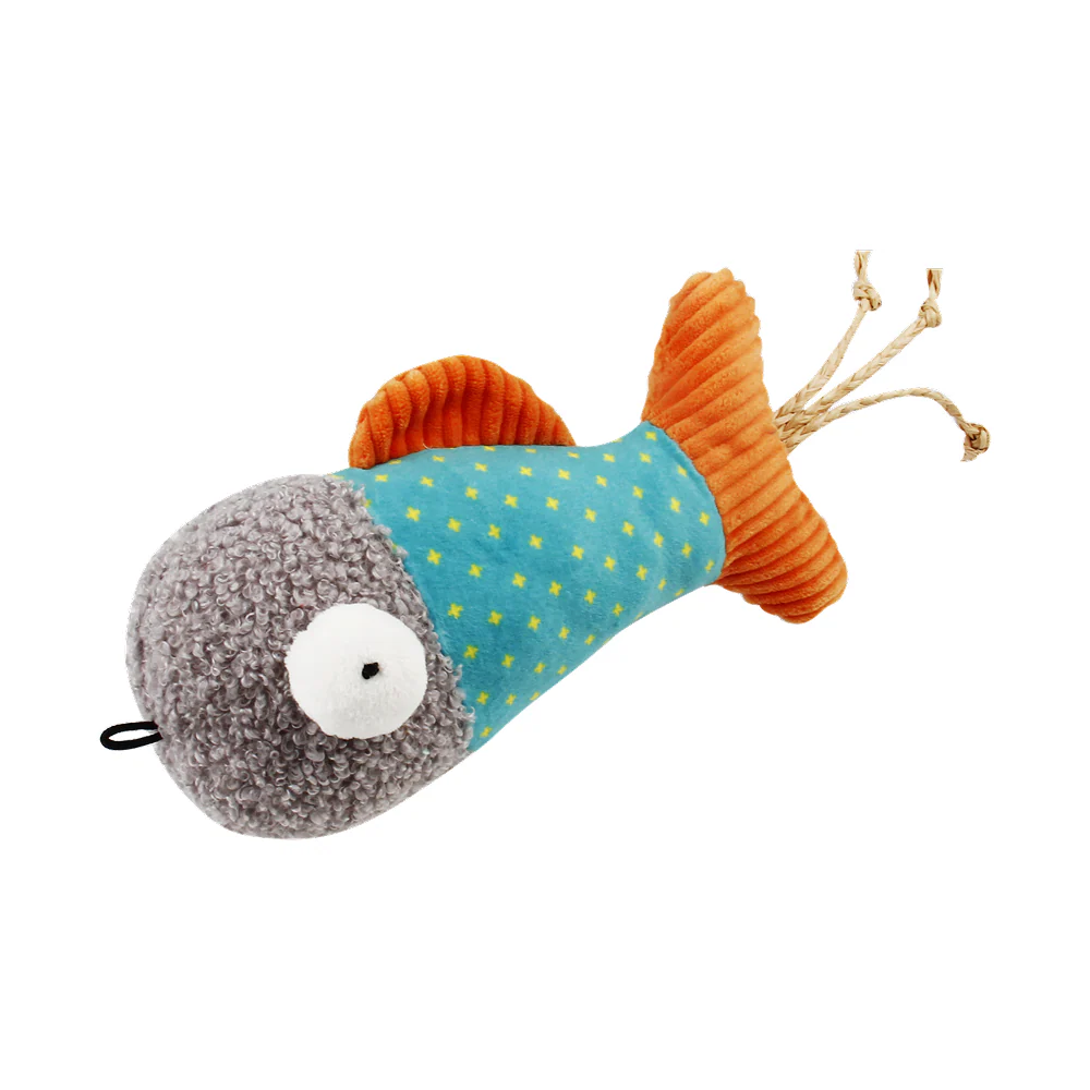 GiGwi Pillow Kicker Fish Toy for Cats (Blue/Grey) - Image 5