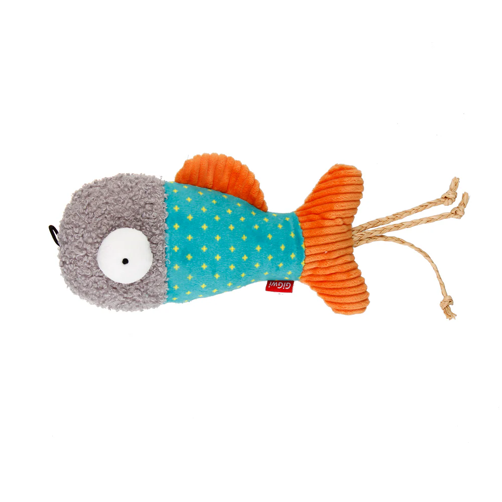 GiGwi Pillow Kicker Fish Toy for Cats (Blue/Grey) - Image 6