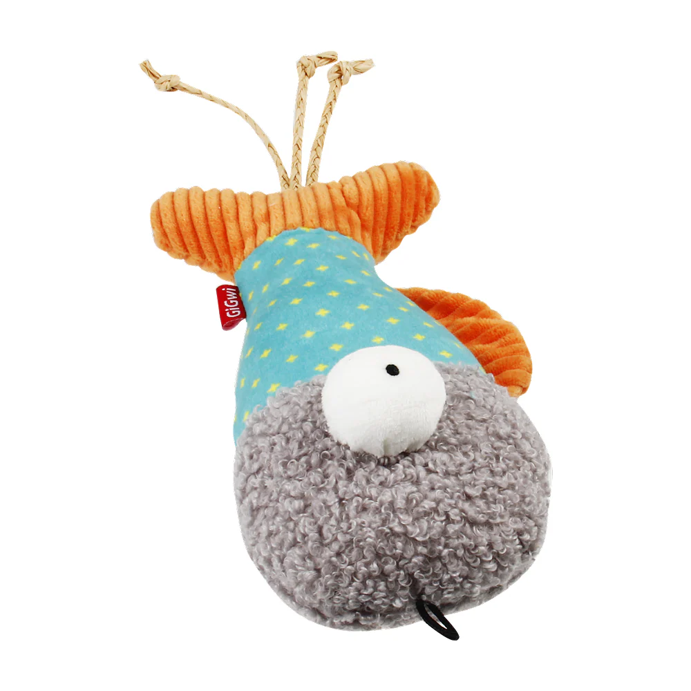 GiGwi Pillow Kicker Fish Toy for Cats (Blue/Grey) - Image 7