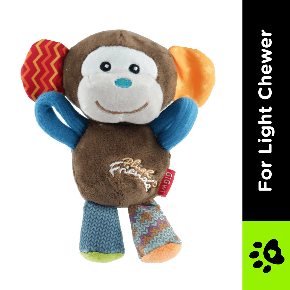 GiGwi Plush Friendz Monkey Squeaker Inside Plush Toy for Dogs - Image 2