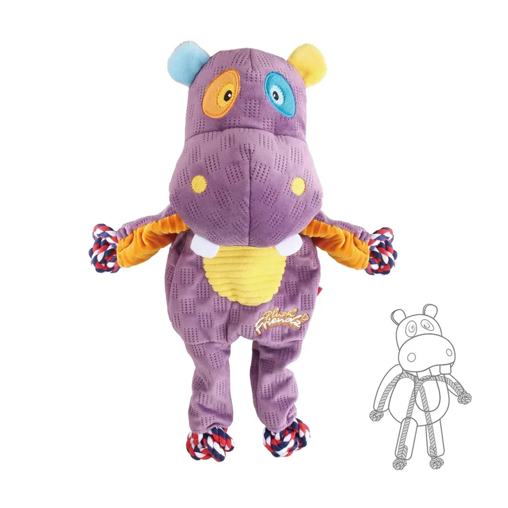 GiGwi Plush Friendz Rope Hippo Toy for Dogs - Image 2