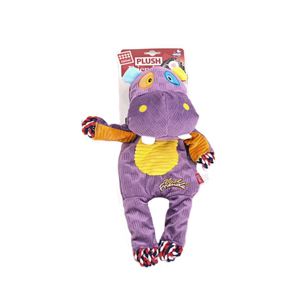 GiGwi Plush Friendz Rope Hippo Toy for Dogs - Image 3