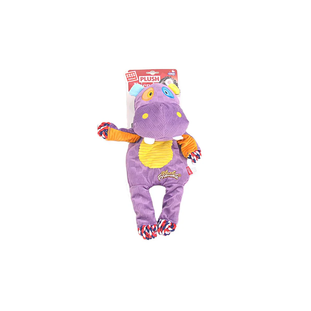 GiGwi Plush Friendz Rope Hippo Toy for Dogs - Image 6