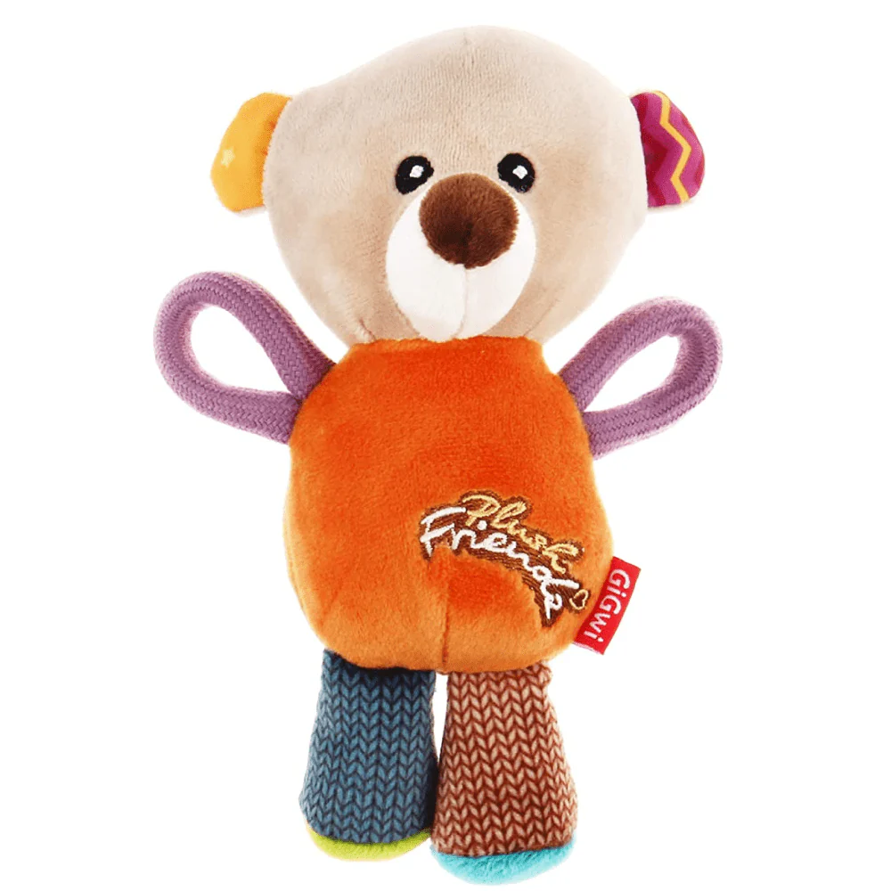 GiGwi Plush Friendz with Squeaker Bear Toy for Dogs (Orange) - Image 3