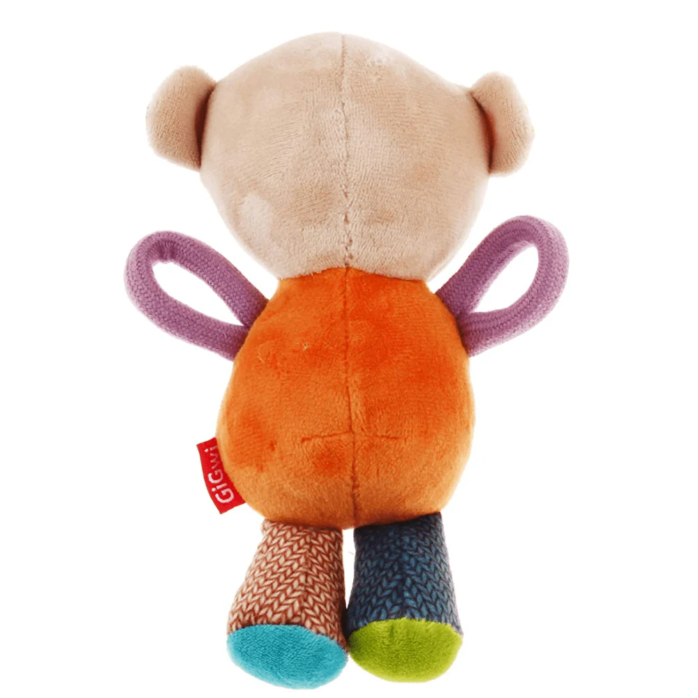 GiGwi Plush Friendz with Squeaker Bear Toy for Dogs (Orange) - Image 4