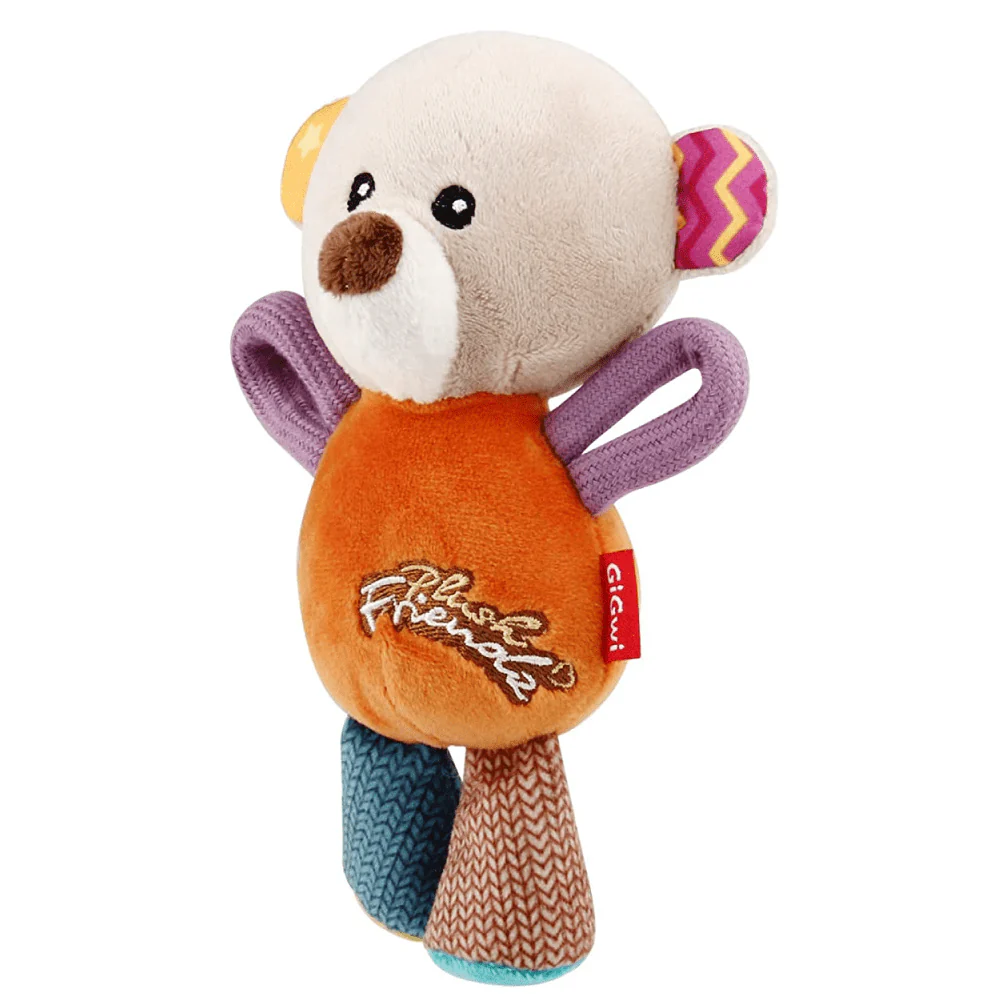 GiGwi Plush Friendz with Squeaker Bear Toy for Dogs (Orange) - Image 5