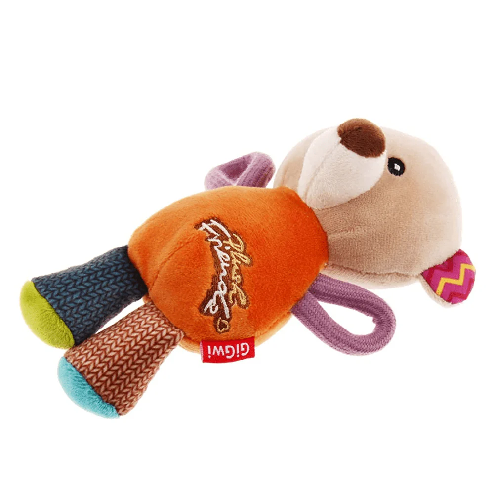 GiGwi Plush Friendz with Squeaker Bear Toy for Dogs (Orange) - Image 6