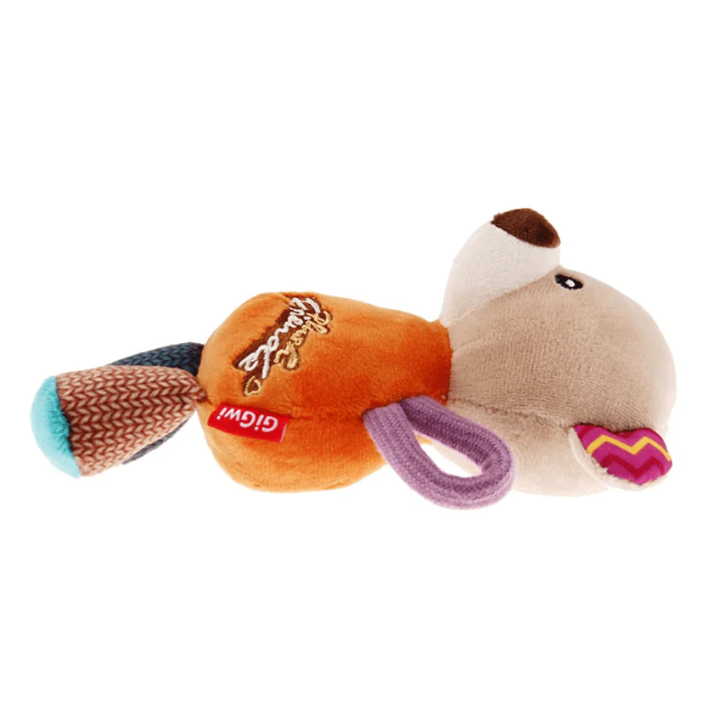 GiGwi Plush Friendz with Squeaker Bear Toy for Dogs (Orange) - Image 7