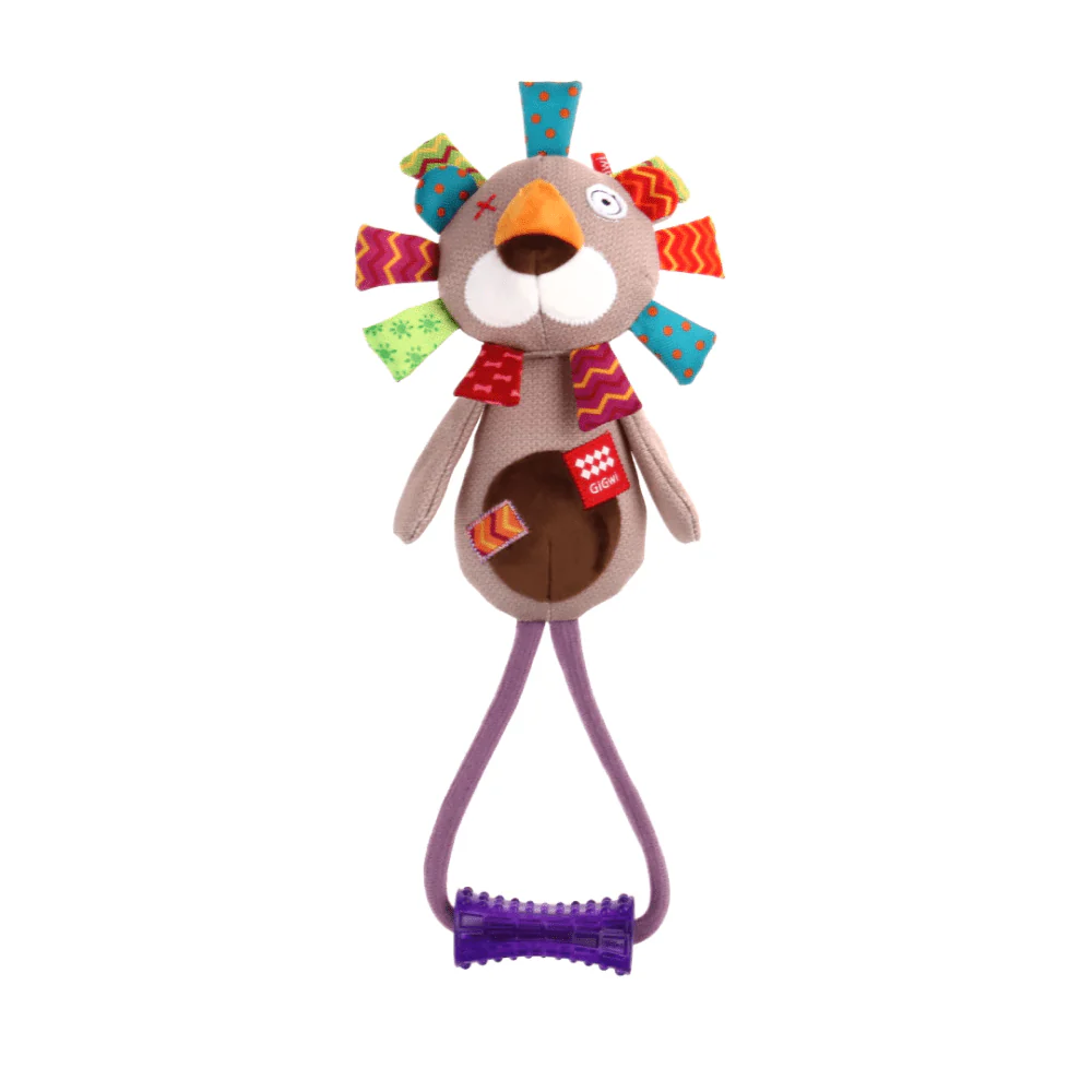 GiGwi Plush Friendz with TPR Johnny Stick Lion Toy for Dogs - Image 4