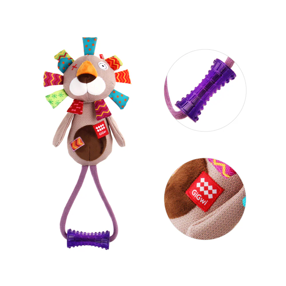 GiGwi Plush Friendz with TPR Johnny Stick Lion Toy for Dogs - Image 7