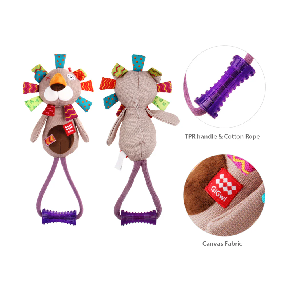 GiGwi Plush Friendz with TPR Johnny Stick Lion Toy for Dogs - Image 9