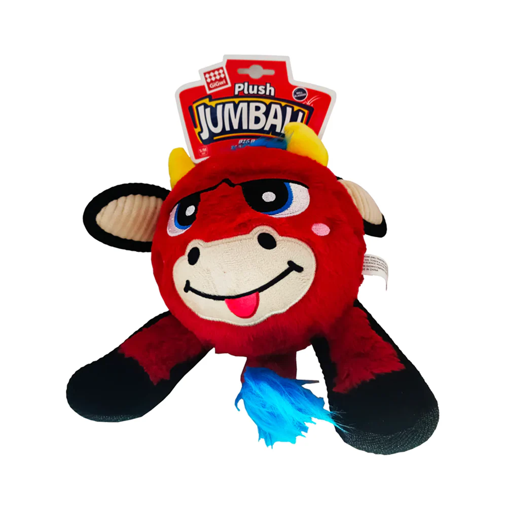 GiGwi Plush Jumball Bull Toy for Dogs (Red) - Image 3