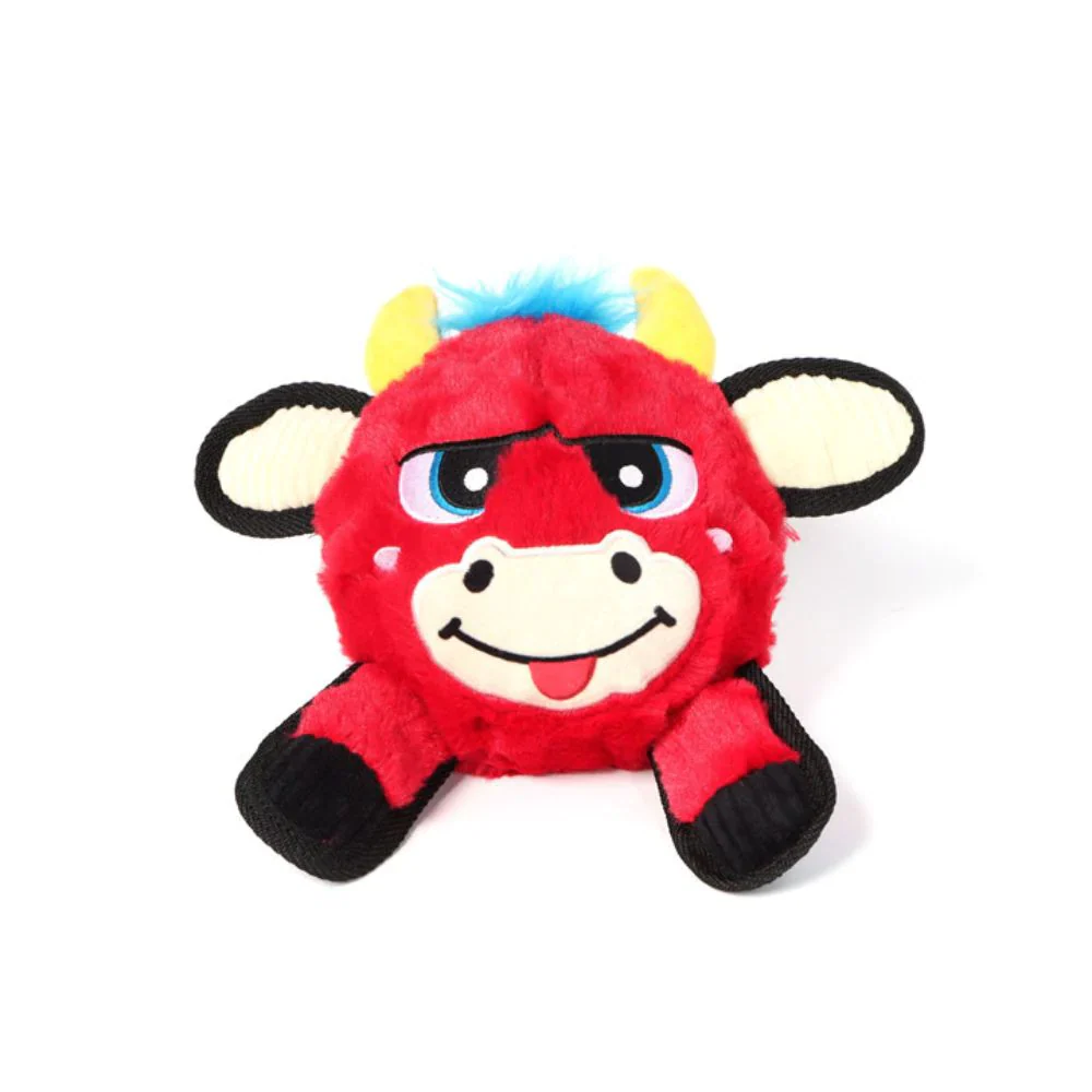 GiGwi Plush Jumball Bull Toy for Dogs (Red) - Image 4