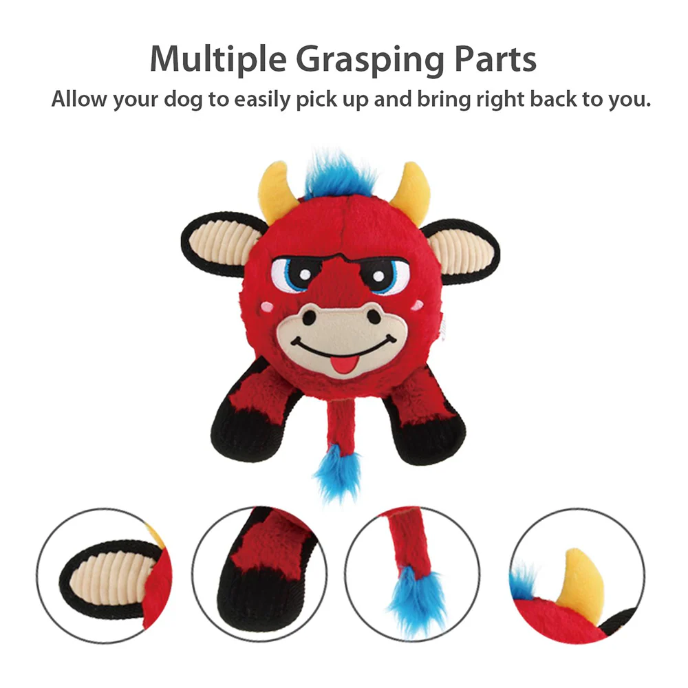 GiGwi Plush Jumball Bull Toy for Dogs (Red) - Image 5
