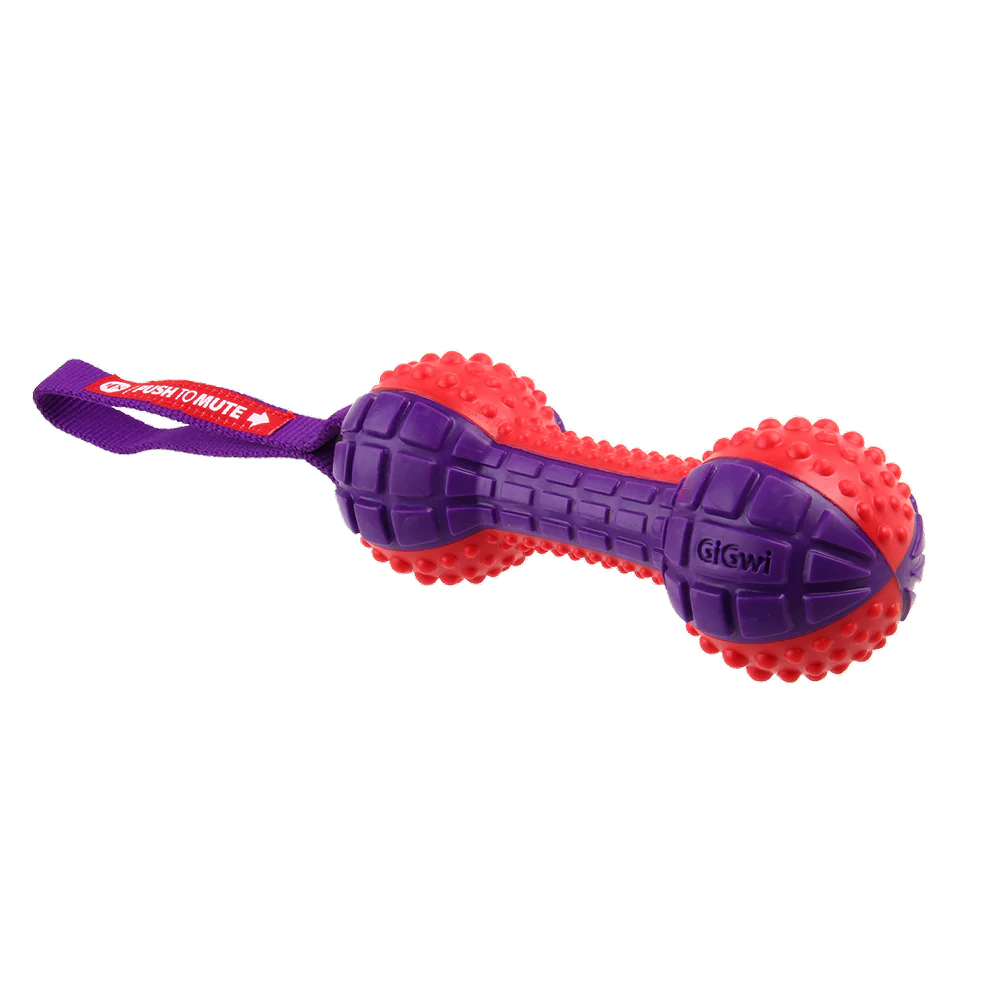 GiGwi Push To Mute Dumbell Toy for Dogs (Red) - Image 3