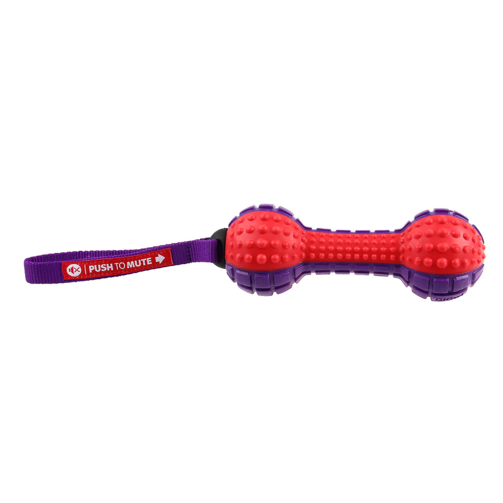 GiGwi Push To Mute Dumbell Toy for Dogs (Red) - Image 4