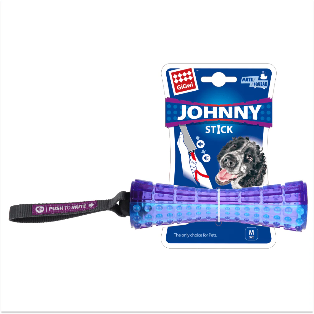 GiGwi Push To Mute Johnny Stick for Dogs (Purple/Blue) - Image 2